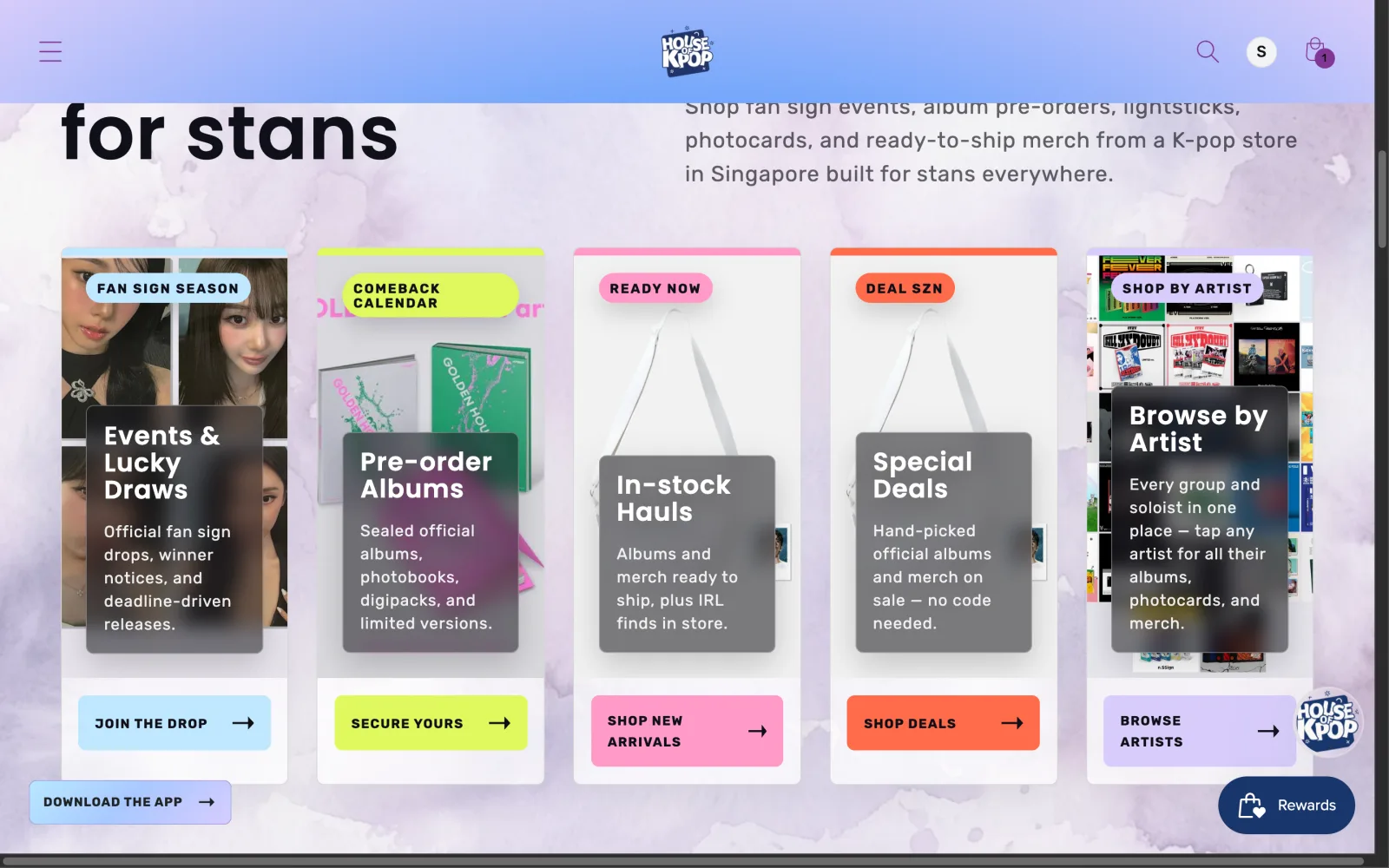House of Kpop storefront homepage redesign