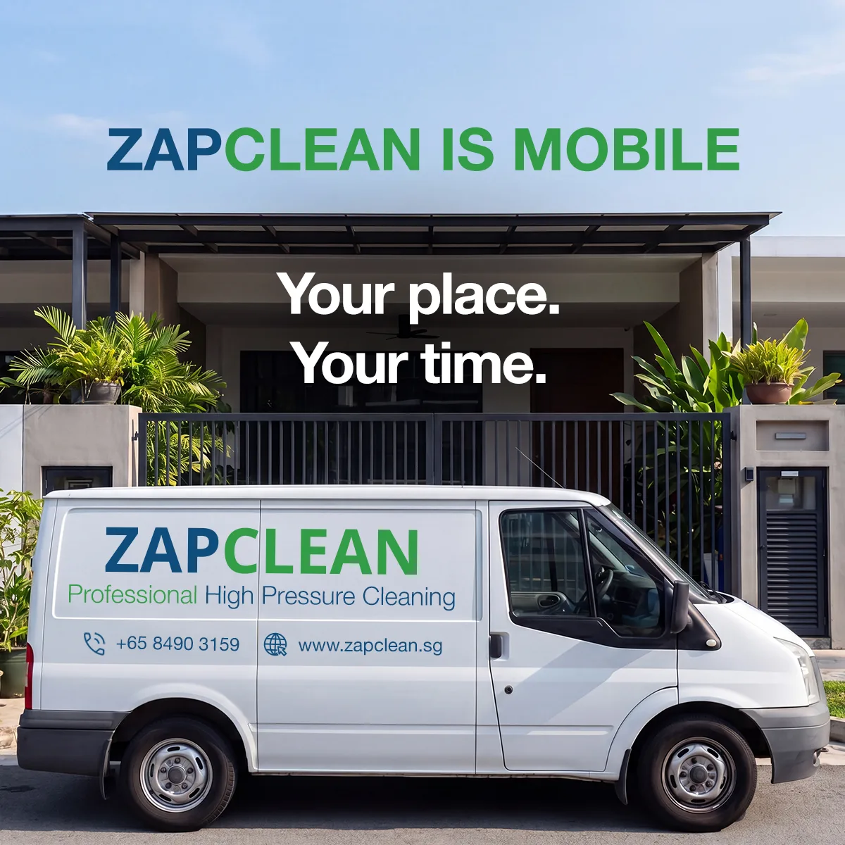 ZAPCLEAN mobile service post, 1:1 square format